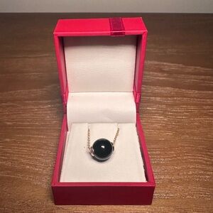 NWT EFFY 14K Yellow Gold Black Onyx Station Pendant Necklace